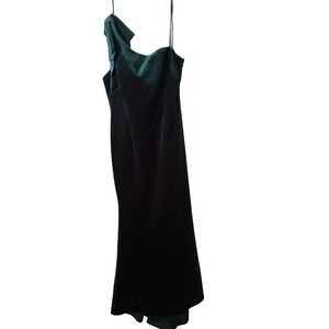 Eliza J Women's Forest Green Velvet One Shoulder Bow Formal Gown‎ in Size 16